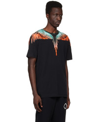 schwarzes bedrucktes T-Shirt mit einem Rundhalsausschnitt von Marcelo Burlon County of Milan