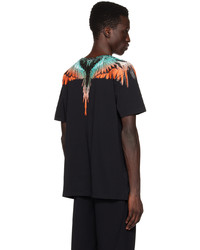 schwarzes bedrucktes T-Shirt mit einem Rundhalsausschnitt von Marcelo Burlon County of Milan