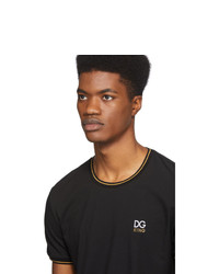 schwarzes bedrucktes T-Shirt mit einem Rundhalsausschnitt von Dolce and Gabbana