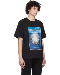 schwarzes bedrucktes T-Shirt mit einem Rundhalsausschnitt von PACO RABANNE