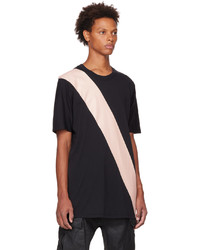 schwarzes bedrucktes T-Shirt mit einem Rundhalsausschnitt von 11 By Boris Bidjan Saberi