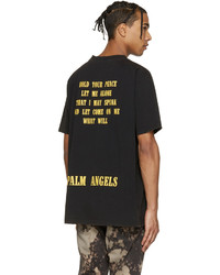 schwarzes bedrucktes T-Shirt mit einem Rundhalsausschnitt von Palm Angels