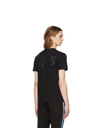 schwarzes bedrucktes T-Shirt mit einem Rundhalsausschnitt von Comme Des Garcons Play