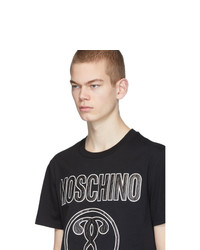 schwarzes bedrucktes T-Shirt mit einem Rundhalsausschnitt von Moschino