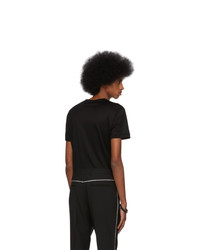 schwarzes bedrucktes T-Shirt mit einem Rundhalsausschnitt von Alexander McQueen