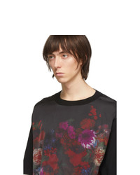 schwarzes bedrucktes T-Shirt mit einem Rundhalsausschnitt von Dries Van Noten