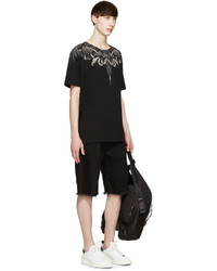 schwarzes bedrucktes T-Shirt mit einem Rundhalsausschnitt von Marcelo Burlon County of Milan