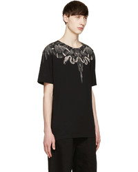 schwarzes bedrucktes T-Shirt mit einem Rundhalsausschnitt von Marcelo Burlon County of Milan