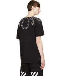 schwarzes bedrucktes T-Shirt mit einem Rundhalsausschnitt von Marcelo Burlon County of Milan