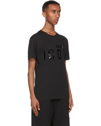 schwarzes bedrucktes T-Shirt mit einem Rundhalsausschnitt von DSQUARED2