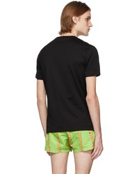 schwarzes bedrucktes T-Shirt mit einem Rundhalsausschnitt von Versace