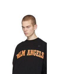 schwarzes bedrucktes T-Shirt mit einem Rundhalsausschnitt von Palm Angels