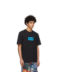 schwarzes bedrucktes T-Shirt mit einem Rundhalsausschnitt von MSGM