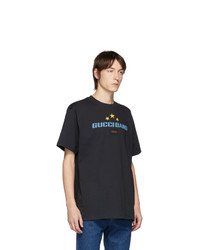 schwarzes bedrucktes T-Shirt mit einem Rundhalsausschnitt von Gucci