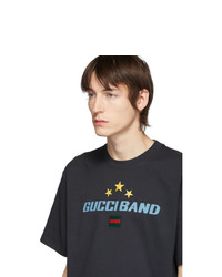 schwarzes bedrucktes T-Shirt mit einem Rundhalsausschnitt von Gucci