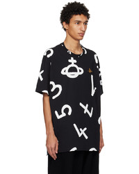 schwarzes bedrucktes T-Shirt mit einem Rundhalsausschnitt von Vivienne Westwood