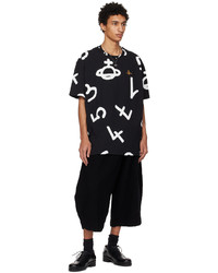 schwarzes bedrucktes T-Shirt mit einem Rundhalsausschnitt von Vivienne Westwood