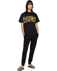 schwarzes bedrucktes T-Shirt mit einem Rundhalsausschnitt von VERSACE JEANS COUTURE