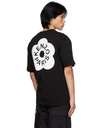 schwarzes bedrucktes T-Shirt mit einem Rundhalsausschnitt von Kenzo