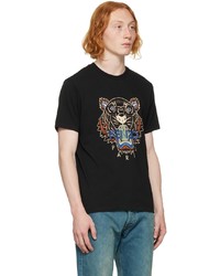 schwarzes bedrucktes T-Shirt mit einem Rundhalsausschnitt von Kenzo