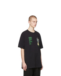 schwarzes bedrucktes T-Shirt mit einem Rundhalsausschnitt von Off-White