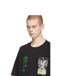 schwarzes bedrucktes T-Shirt mit einem Rundhalsausschnitt von Off-White