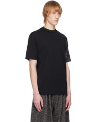 schwarzes bedrucktes T-Shirt mit einem Rundhalsausschnitt von Dries Van Noten