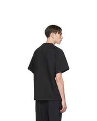 schwarzes bedrucktes T-Shirt mit einem Rundhalsausschnitt von Jil Sander