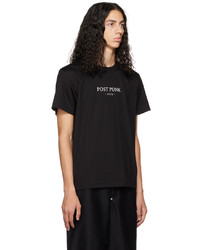 schwarzes bedrucktes T-Shirt mit einem Rundhalsausschnitt von Johnlawrencesullivan