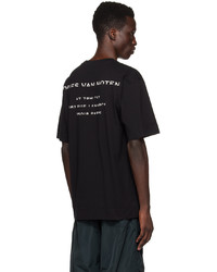 schwarzes bedrucktes T-Shirt mit einem Rundhalsausschnitt von Dries Van Noten