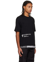 schwarzes bedrucktes T-Shirt mit einem Rundhalsausschnitt von AAPE BY A BATHING APE