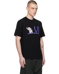 schwarzes bedrucktes T-Shirt mit einem Rundhalsausschnitt von Undercover