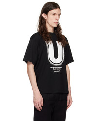 schwarzes bedrucktes T-Shirt mit einem Rundhalsausschnitt von Undercover