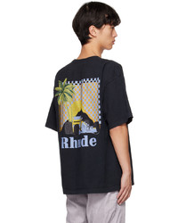 schwarzes bedrucktes T-Shirt mit einem Rundhalsausschnitt von Rhude