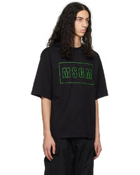 schwarzes bedrucktes T-Shirt mit einem Rundhalsausschnitt von MSGM