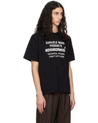 schwarzes bedrucktes T-Shirt mit einem Rundhalsausschnitt von Neighborhood