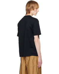 schwarzes bedrucktes T-Shirt mit einem Rundhalsausschnitt von Comme des Garcons Homme