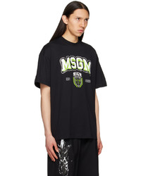 schwarzes bedrucktes T-Shirt mit einem Rundhalsausschnitt von MSGM