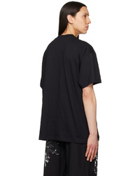 schwarzes bedrucktes T-Shirt mit einem Rundhalsausschnitt von MSGM