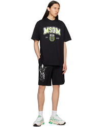 schwarzes bedrucktes T-Shirt mit einem Rundhalsausschnitt von MSGM