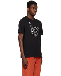 schwarzes bedrucktes T-Shirt mit einem Rundhalsausschnitt von Ps By Paul Smith