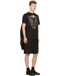 schwarzes bedrucktes T-Shirt mit einem Rundhalsausschnitt von Marcelo Burlon County of Milan