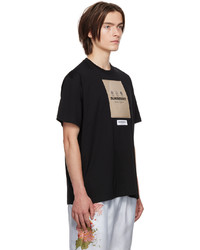 schwarzes bedrucktes T-Shirt mit einem Rundhalsausschnitt von Burberry