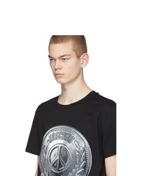 schwarzes bedrucktes T-Shirt mit einem Rundhalsausschnitt von Moschino