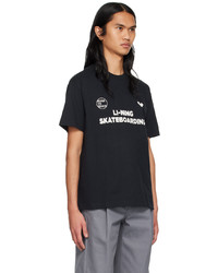 schwarzes bedrucktes T-Shirt mit einem Rundhalsausschnitt von Li-Ning