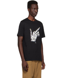 schwarzes bedrucktes T-Shirt mit einem Rundhalsausschnitt von Ps By Paul Smith