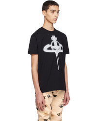 schwarzes bedrucktes T-Shirt mit einem Rundhalsausschnitt von Vivienne Westwood