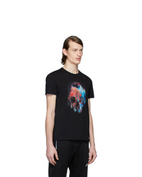 schwarzes bedrucktes T-Shirt mit einem Rundhalsausschnitt von Alexander McQueen