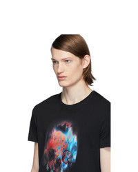 schwarzes bedrucktes T-Shirt mit einem Rundhalsausschnitt von Alexander McQueen