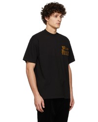 schwarzes bedrucktes T-Shirt mit einem Rundhalsausschnitt von Wacko Maria